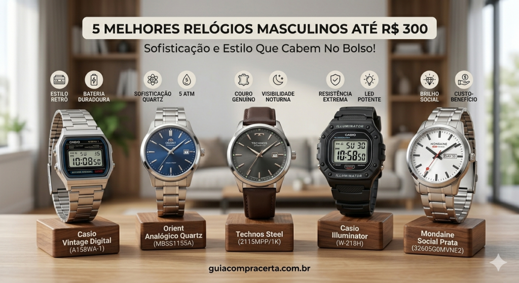 Guia: TOP 5 MELHORES RELÓGIOS MASCULINOS DE ATÉ R$300 gemini generated image bfy1xpbfy1xpbfy1